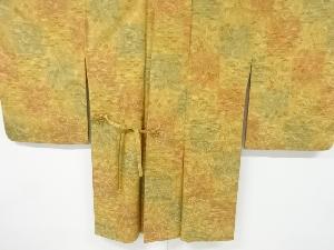 橋に草花模様織り出しお召ロング道中着